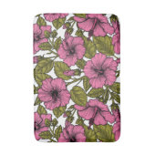 ピンクのハイビスカス花 バスマット (正面縦)