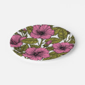 ピンクのハイビスカス花 ペーパープレート (アングル)