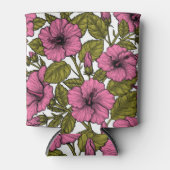 ピンクのハイビスカス花 缶クーラー (正面)