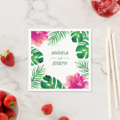 ピンクのハイビスカス離れとトロピカル結婚の2 スタンダードカクテルナプキン (インサイチュ)