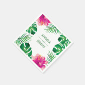 ピンクのハイビスカス離れとトロピカル結婚の2 スタンダードカクテルナプキン (角)