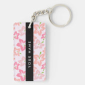 ピンクのハイビスカス、ピンクの花、あなたの名前 キーホルダー (裏面)