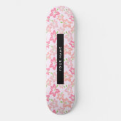 ピンクのハイビスカス、ピンクの花、あなたの名前 スケートボード (正面)