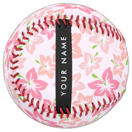 ピンクのハイビスカス、ピンクの花、あなたの名前 ソフトボール