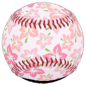 ピンクのハイビスカス、ピンクの花、あなたの名前 ソフトボール (裏面)