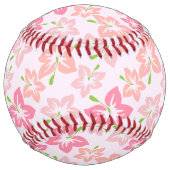 ピンクのハイビスカス、ピンクの花、あなたの名前 ソフトボール (正面)