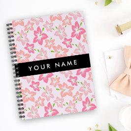 ピンクのハイビスカス、ピンクの花、あなたの名前 プランナー手帳