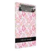 ピンクのハイビスカス、ピンクの花、あなたの名前 ミニクリップボード (アングル)