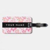 ピンクのハイビスカス、ピンクの花、あなたの名前 ラゲッジタグ (裏面横)