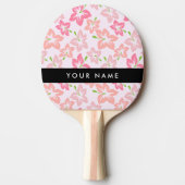 ピンクのハイビスカス、ピンクの花、あなたの名前 卓球ラケット (正面)