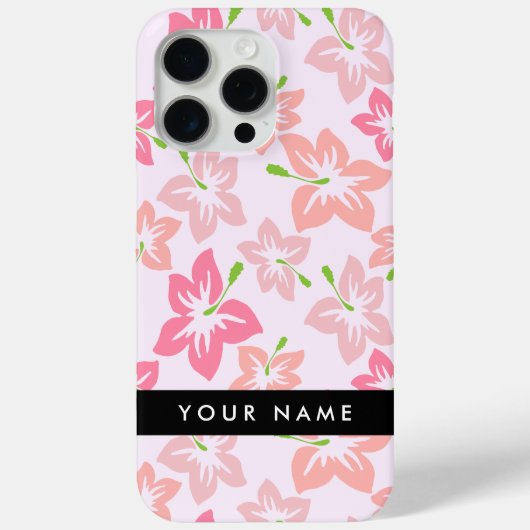 ピンクのハイビスカス、ピンクの花、あなたの名前 Case-Mate iPhoneケース (裏面)