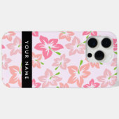 ピンクのハイビスカス、ピンクの花、あなたの名前 Case-Mate iPhoneケース (裏面 (横))