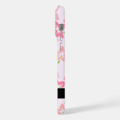 ピンクのハイビスカス、ピンクの花、あなたの名前 iPhoneケース (左側面)