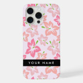 ピンクのハイビスカス、ピンクの花、あなたの名前 iPhoneケース (裏面)