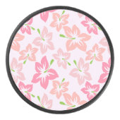 ピンクのハイビスカス、ピンクの花、花のパターン アイスホッケーパック (正面)