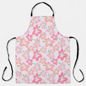 ピンクのハイビスカス、ピンクの花、花のパターン エプロン (正面)