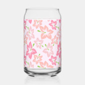 ピンクのハイビスカス、ピンクの花、花のパターン ガラス缶 (正面)