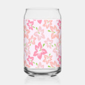 ピンクのハイビスカス、ピンクの花、花のパターン ガラス缶 (裏面)