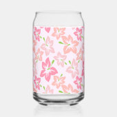 ピンクのハイビスカス、ピンクの花、花のパターン ガラス缶 (左)
