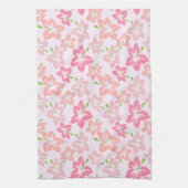 ピンクのハイビスカス、ピンクの花、花のパターン キッチンタオル (縦)
