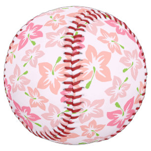 ピンクのハイビスカス、ピンクの花、花のパターン ソフトボール