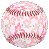 ピンクのハイビスカス、ピンクの花、花のパターン ソフトボール (正面)