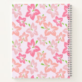 ピンクのハイビスカス、ピンクの花、花のパターン ノートブック (裏面)