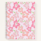ピンクのハイビスカス、ピンクの花、花のパターン ノートブック (正面)