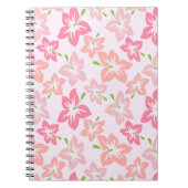 ピンクのハイビスカス、ピンクの花、花のパターン ノートブック (正面)