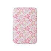 ピンクのハイビスカス、ピンクの花、花のパターン バスマット (正面縦)