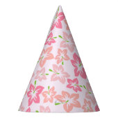ピンクのハイビスカス、ピンクの花、花のパターン パーティーハット (左)
