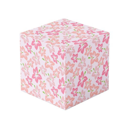 ピンクのハイビスカス、ピンクの花、花のパターン フォトキューブ (正面アングル)