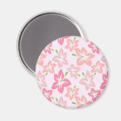ピンクのハイビスカス、ピンクの花、花のパターン マグネット (正面/裏面)