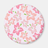 ピンクのハイビスカス、ピンクの花、花のパターン マグネット (正面)