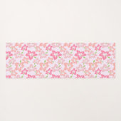 ピンクのハイビスカス、ピンクの花、花のパターン ヨガマット (裏面(横))