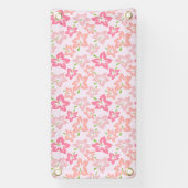 ピンクのハイビスカス、ピンクの花、花のパターン 横断幕 (縦)