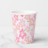 ピンクのハイビスカス、ピンクの花、花のパターン 紙コップ (裏面)