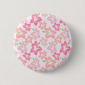 ピンクのハイビスカス、ピンクの花、花のパターン 缶バッジ (正面)