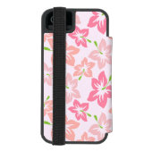 ピンクのハイビスカス、ピンクの花、花のパターン INCIPIO iPhoneウォレットケース (フォリオ裏面)