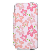 ピンクのハイビスカス、ピンクの花、花のパターン INCIPIO iPhoneウォレットケース (フォリオ 正面)