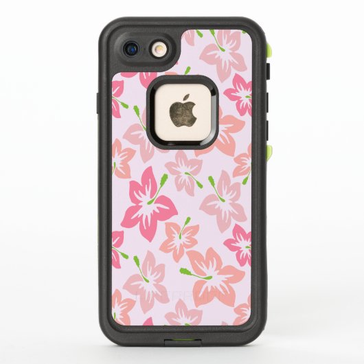 ピンクのハイビスカス、ピンクの花、花のパターン LifeProof iPhoneケース (裏面)