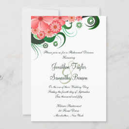 ピンクのハイビスカス　結婚式リハーサルディナー招待状 招待状