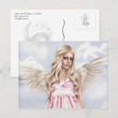 ピンクのハガキの天使 ポストカード (正面/裏面)