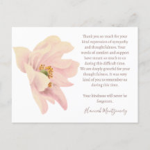 ピンクのハスのお悔やみ感謝カード, 追悼