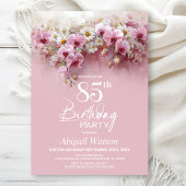 ピンクのハスの花のエレガントな85歳の誕生日パーティー 招待状