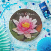 ピンクのハスの花の写真を祝う時間 ペーパープレート (パーティー)