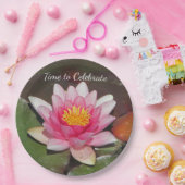 ピンクのハスの花の写真を祝う時間 ペーパープレート (パーティー)