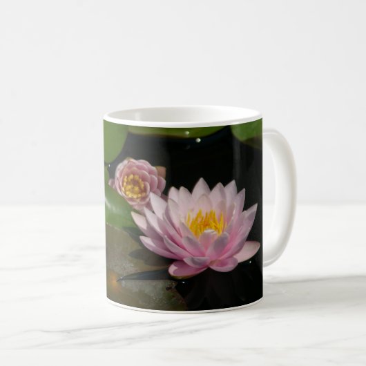 ピンクのハスの花 コーヒーマグカップ (正面右)