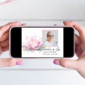 ピンクのハスの花 水彩画 生命の喜びの祝祭 招待状