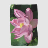 ピンクのハスの花IV ゴルフタオル (正面)